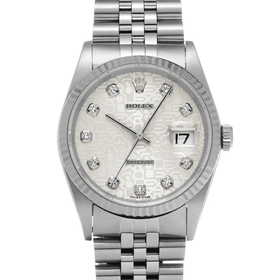 ROLEX DATEJUST SILVER CASE WATCH: ROLEX Datejust Silver Case Watch Brand: ROLEX Type: Wristwatch Material: Stainless, Sapphire Crystal Color: Silver Case Size: 36×36mm Accessories: None Accessories Notice: When purchasing