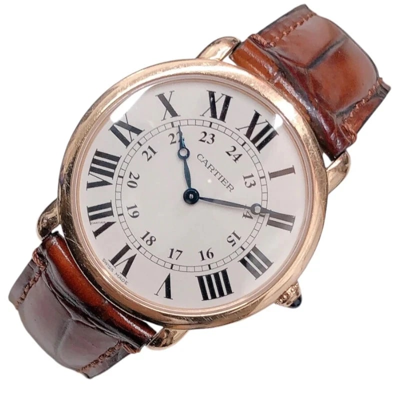 CARTIER RONDE LOUIS K18PG WATCH: Cartier Ronde Louis K18PG Watch Brand: CARTIER Type: Wrist watch Material: K18 pink gold replacement strap Color: Silver Size: [ Case size ] 36mm / Case shape: Round face / Case width: 36mm / Case