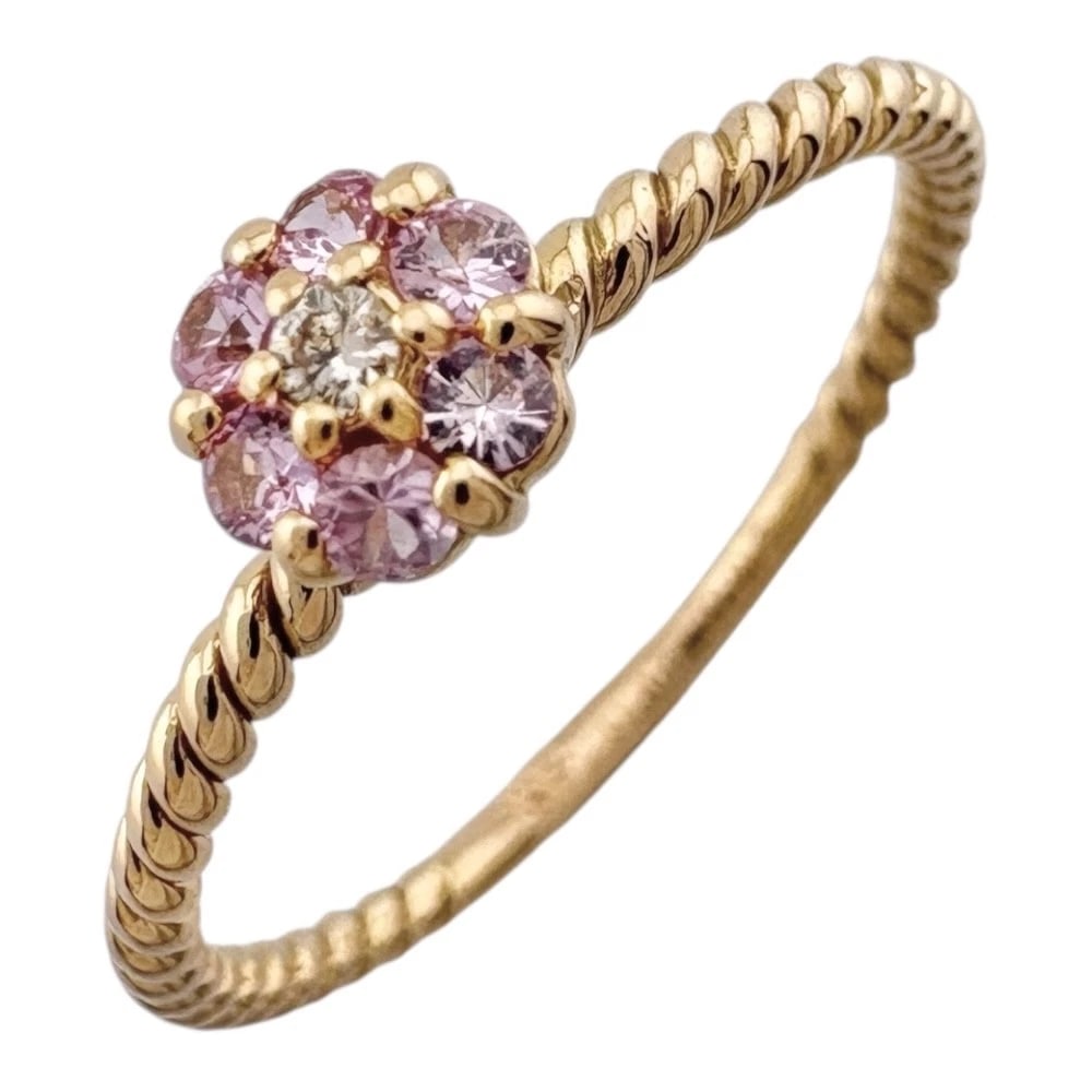 RING K18 PINK GOLD SAPPHIRE: Ring K18 Pink Gold sapphire Brand: Unbranded Type: Ring Material: K18 Pink Gold Color: Pink gold Size: US 5 3/4 Accessories: None Accessories Notice: When purchasing pre-owned goods, pleas