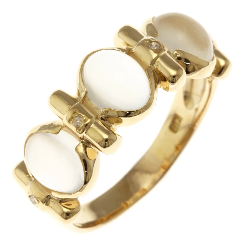 RING K18 YELLOW GOLD MOONSTONE DIAMOND: Ring K18 yellow gold Moonstone diamond Brand: Unbranded Type: Ring Material: K18 yellow gold Color: gold Size: US 6 3/4 Accessories: None Accessories Notice: When purchasing pre-owned good