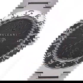 BVLGARI BLACK DIAL QUARTZ WATCH WATCH: BVLGARI black Dial Quartz Watch Watch Brand: BVLGARI Type: Wristwatch Material: Band Material Stainless Steel, Case Material Stainless Steel Color: Dial Color black, Case Color Silver Size: Case S