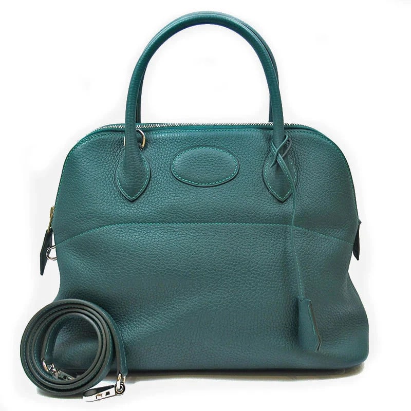 HERMES BOLIDE 31 MALACHITE SHW A STAMP HANDBAG: HERMES Bolide 31 Malachite SHW A Stamp Handbag Brand: HERMES Type: Handbag Material: Taurillon Clemence A Engraved Color: Malachite/SV Hardware Size: W: 31cm / H: 24cm / D: 12cm / Shoulder: 87cm