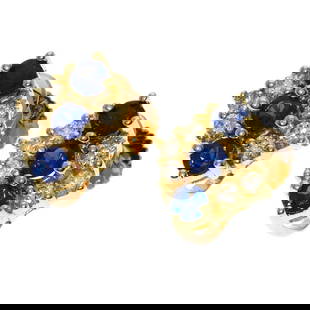 MIKIMOTO SAPPHIRE DIAMOND EARRING: MIKIMOTO Sapphire Diamond Earring Brand: MIKIMOTO  Type: Earring  Material: K18 Yellow Gold  Color: Gold  Size: 0.5inch/11.6x9.9mm  Accessories: None Accessories Notice: When purchasing pre-own