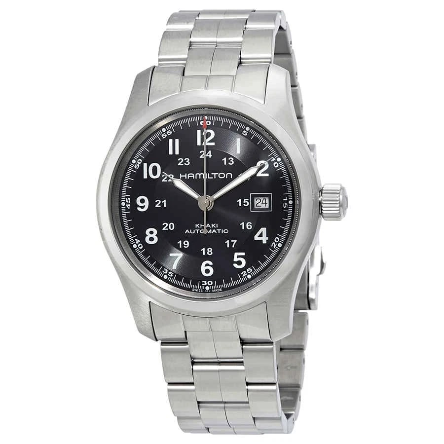HAMILTON KHAKI FIELD AUTOMATIC WATCH: Hamilton Khaki Field Automatic Watch Brand: Hamilton Type: Wristwatch Material: Case Material Stainless Steel, Band Material Stainless Steel Color: Case Color Silver-tone, Dial Color Black, Band Co