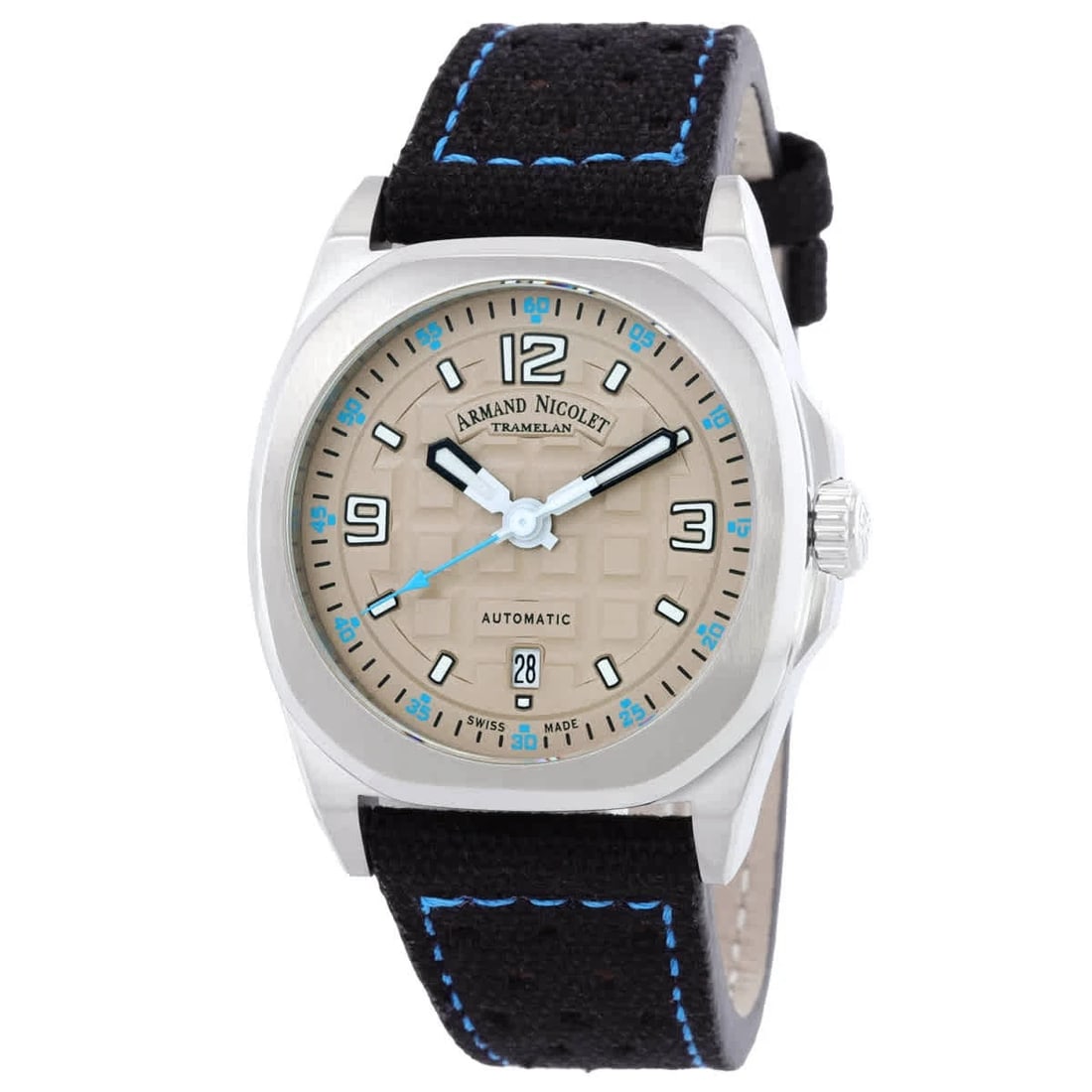 ARMAND NICOLET JH9 AUTOMATIC DOVE GREY DIAL WATCH: Armand Nicolet JH9 Automatic Dove Grey Dial Watch Brand: Armand Nicolet Type: Wristwatch Material: Case Material Stainless Steel, Band Material Canvas Color: Case Color Silver-tone, Dial Color Dove Gr