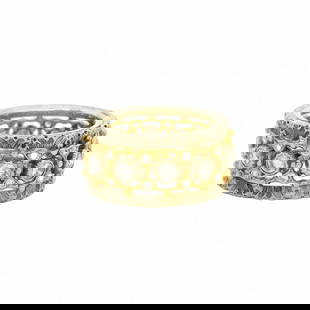 BUCCELLATI RETIRED 18KT GOLD BAND RING: BUCCELLATI Retired 18kt Gold Band Ring Brand: Buccellati  Type: Ring  Material: 18k Multi - Tone Gold, Main Stone Creation Natural  Color: Multi-Tone  Size: 5 US  Accessories: None Accessories