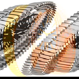BVLGARI SERPENTI TUBOGAS QUARTZ DIAMOND BLACK DIAL WATCH: Bvlgari Serpenti Tubogas Quartz Diamond Black Dial Watch Brand: Bvlgari Type: Wristwatch Material: Case Material Rose Gold, Band Material White Gold Color: Case Color none, Dial Color Black, Band C