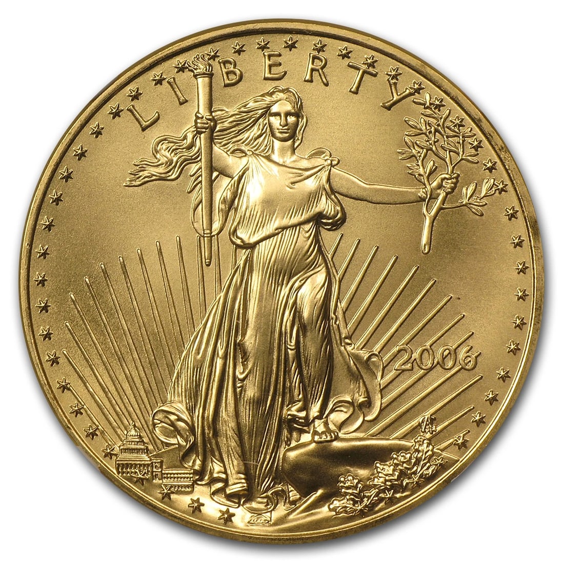 2006 AMERICAN GOLD EAGLE MS-70 (FIRST STRIKE): 2006 American Gold Eagle MS-70 (First Strike) Brand: US Mint Year: 2006 Certification: Fineness: 0.9167 Brand/Mint: None Coin: None Grade: MS 70 Denomination: $50 Countr