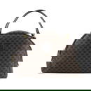 CELINE MACADAM HAND BAG PVC LEATHER BLACK BROWN