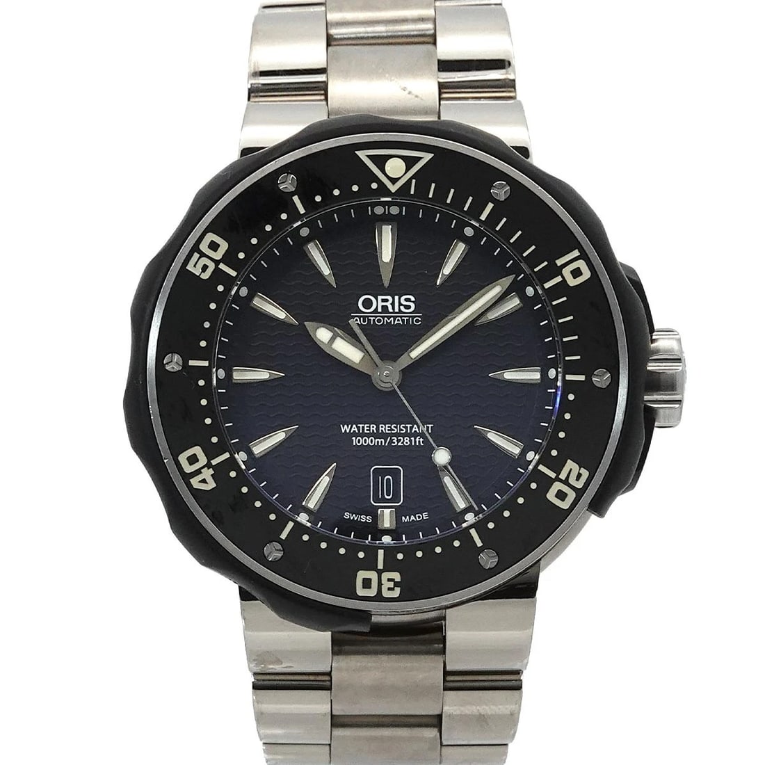 ORIS PRO DIVER DATE AUTOMATIC DATE BLACK DIAL WATCH: Oris Pro Diver Date Automatic Date Black Dial Watch Brand: Oris Type: Wristwatch Material: Case:TitaniumBracelet:Titanium Color: Black Dial Size: CaseSize Length 54mm(included lag) CaseSize Width