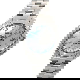 SEIKO GRAND SEIKO DATE 34P DIAMOND WHITE SHELL DIAL WATCH: SEIKO GRAND SEIKO Date 34P Diamond White Shell Dial Watch Brand: SEIKO Type: Wristwatch Material: Case:Stainless steel Bracelet:Stainless steel Color: White Shell Size: CaseSize Length 35mm(includ