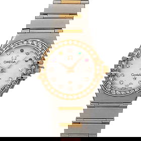 OMEGA CONSTELLATION MINI DIAMOND WHITE SHELL WATCH: OMEGA Constellation Mini Diamond White Shell Watch Brand: OMEGA Type: Wristwatch Material: Case:Stainless steel,Pink Gold,Diamond Bracelet:Stainless steel,Pink Gold Color: White Shell Size: CaseSi