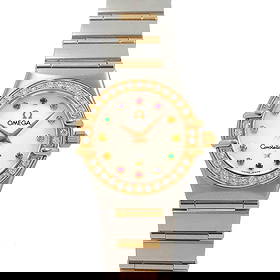 OMEGA CONSTELLATION MINI 7YG DIAMOND WHITE SHELL DIAL WATCH: OMEGA Constellation Mini 7YG Diamond White Shell Dial Watch Brand: OMEGA Type: Wristwatch Material: Case:Stainless steel,750 Yellow Gold,Diamond Bracelet:Stainless steel,750 Yellow Gold Color: Whit
