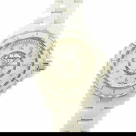 CHANEL J12 8P DIAMOND QUARTZ WHITE SHELL DIAL WATCH: CHANEL J12 8P Diamond Quartz White Shell Dial Watch Brand: CHANEL Type: Wristwatch Material: Case:Ceramic,Stainless steel Bracelet:Ceramic,Stainless steel Color: White Shell Dial Size: CaseSize Le