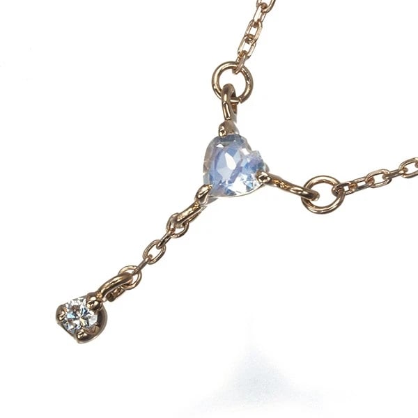 NECKLACE MOONSTONE DIAMOND HEART SHAPE YDROP: Necklace Moonstone Diamond Heart Shape YDrop Brand: Unbranded Type: Necklace Material: 18K / 750 / Rose Gold, Main Stone Natural Color: None Size: Necklace length: 40cm Pendant size: 14.3 x 4.3mm