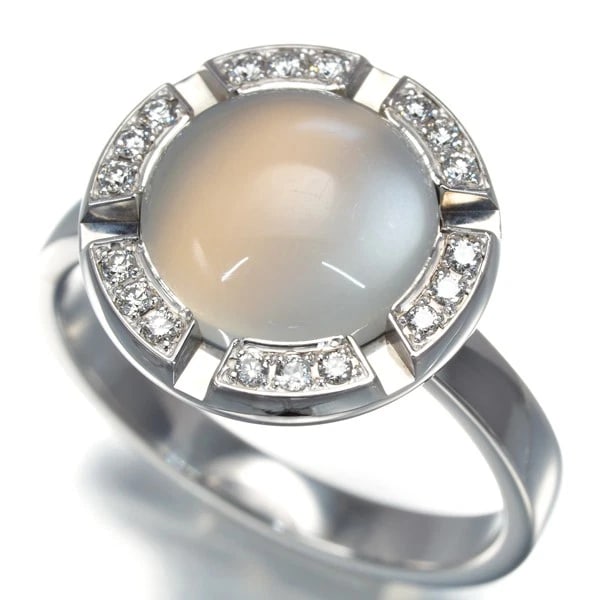 CHAUMET RING MOONSTONE DIAMOND CLASS ONE CRUISE: CHAUMET Ring Moonstone Diamond Class One Cruise Brand: CHAUMET Type: Ring Material: 18K / 750 / White Gold, Main Stone Natural Color: None Size: US5 Accessories: None Accessories Notice: W