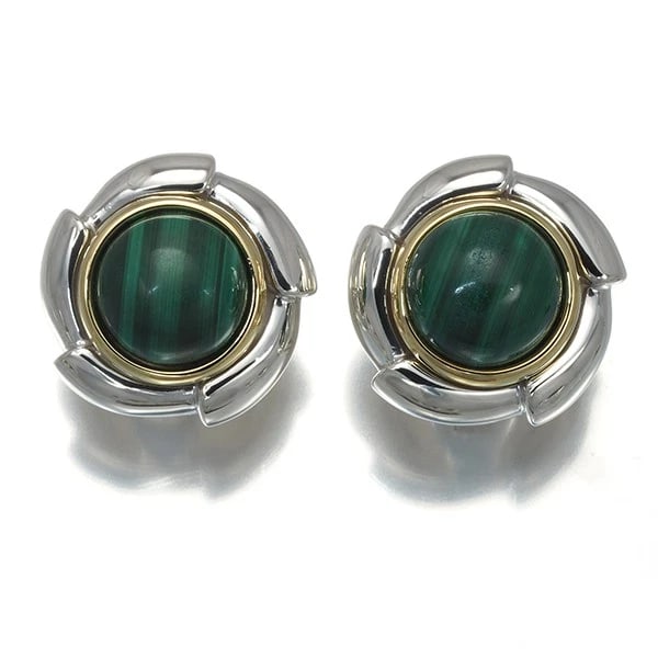 TIFFANY&CO. EARRINGS MALACHITE 925 STERLING SILVER: Tiffany&Co. Earrings Malachite 925 Sterling Silver Brand: Tiffany & Co. Type: Earrings Material: 925 / Sterling Silver There is a 750 gold purity stamp, this item is plated with 18 carat gold., Main