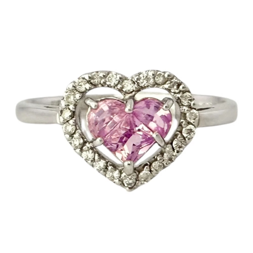 RING K18 WHITE PINK SAPPHIRE: Ring K18 white Pink sapphire Brand: Unbranded Type: Ring Material: K18 white gold, Main Stone Pink sapphire Color: Silver Size: US 6 Accessories: None Accessories Notice: When purchasing p