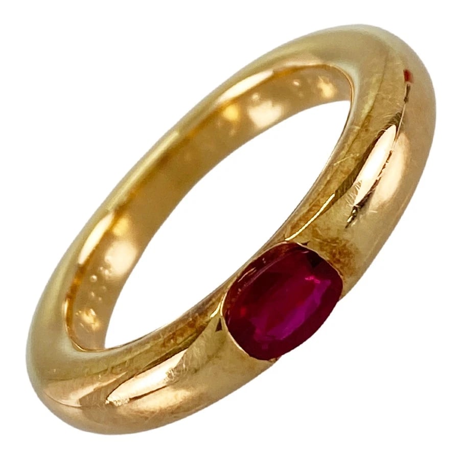 CARTIER ELLIPSE YELLOW GOLD RUBY RING: Cartier Ellipse Yellow gold Ruby Ring Brand: Cartier Type: Ring Material: 18K Yellow Gold Ruby Main Stone Natural Color: Gold Size: US:5.5 Accessories: None Accessories Notice: When purcha