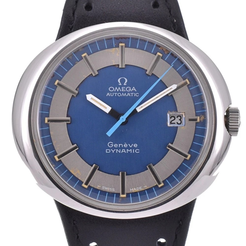 OMEGA GENEVA DYNAMIC BLUE/SILVER DIAL AUTOMATIC WATCH: OMEGA Geneva Dynamic Blue/Silver Dial Automatic Watch Brand: OMEGA Type: Wristwatch Material: Band Material leather, Case Material Stainless Steel Color: Band Color black, Dial Color Blue / Silver,
