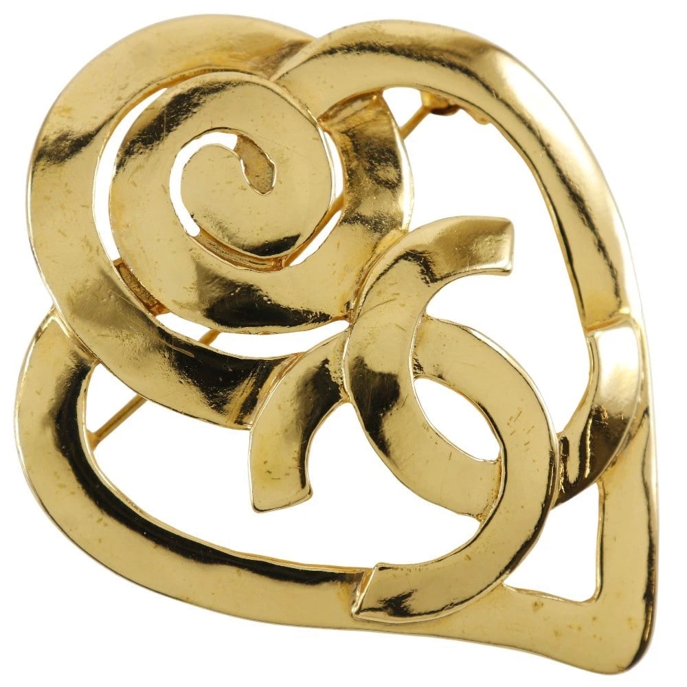 CHANEL BROOCH PLATED GOLD HEART (1 of 4)