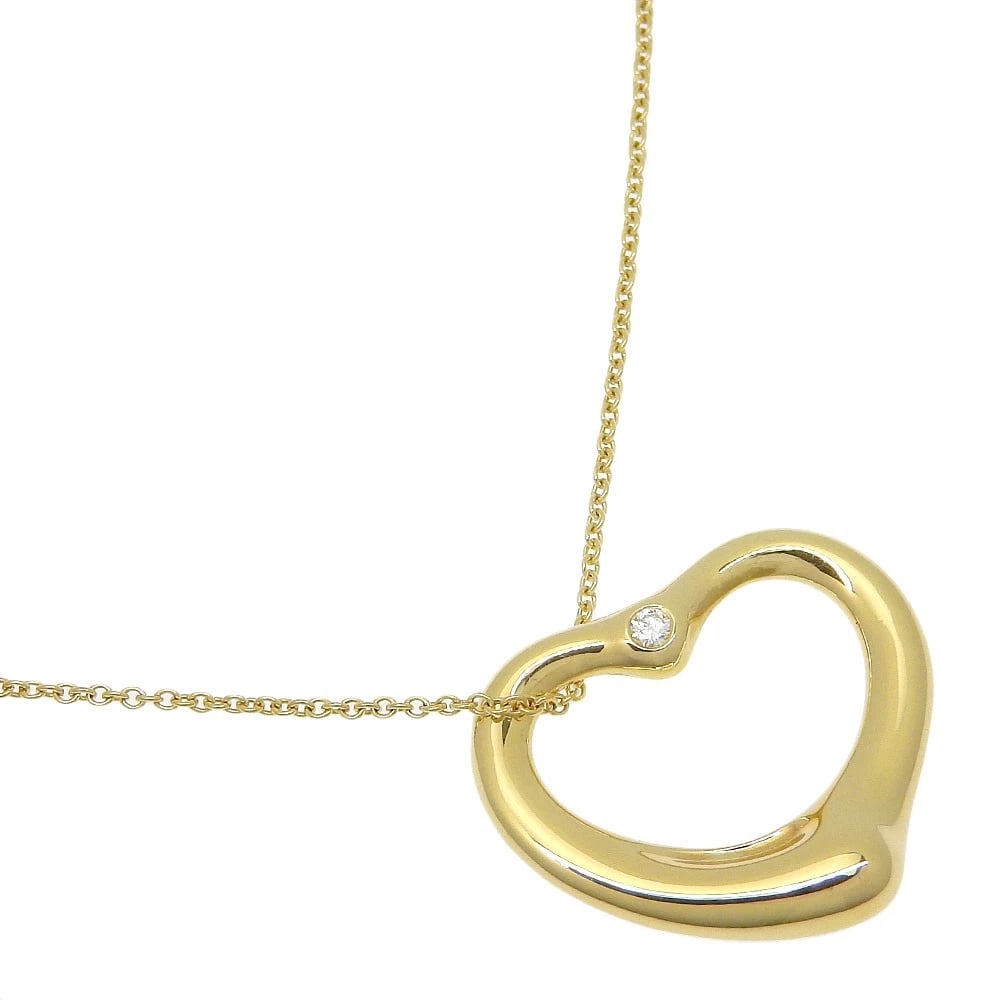 TIFFANY&CO. OPEN HEART NECKLACE LONG K18 YELLOW GOLD/DIAMOND (1 of 5)