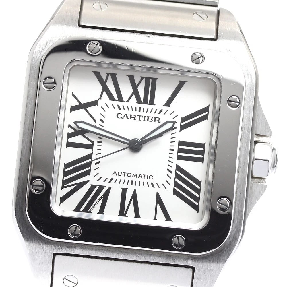 CARTIER SANTOS SILVER DIAL AUTOMATIC WATCH (1 of 3)