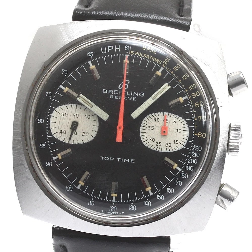 BREITLING TOP TIME CHRONOGRAPH HAND WINDING WATCH: BREITLING Top time Chronograph Hand Winding Watch Brand: BREITLING Type: Wristwatch Material: Band Material leather, Case Material Stainless Steel Color: Band Color black, Case Color Silver, Dial C