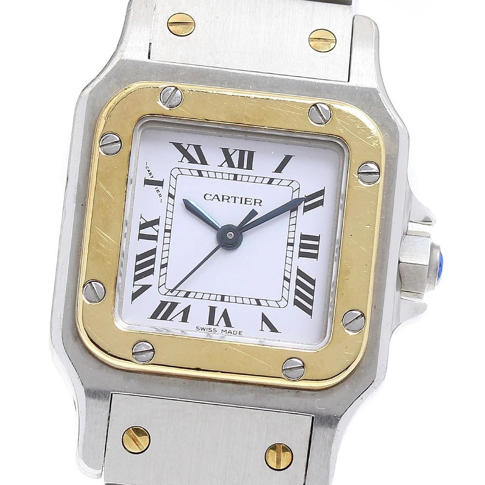 CARTIER SANTOS GALBE SM YG2 TONE WHITE DIAL AUTOMATIC WATCH (1 of 5)