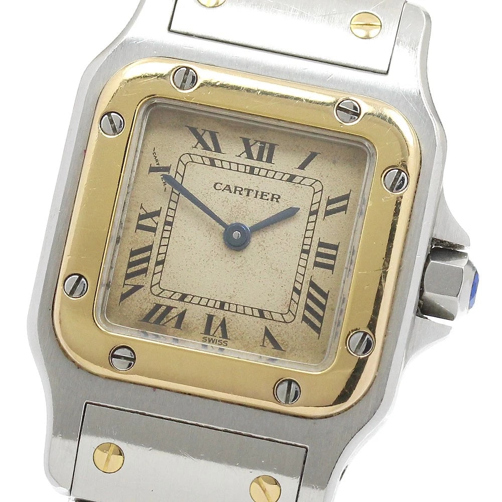 CARTIER SANTOS GALBEESM BEIGE DIAL QUARTZ WATCH (1 of 5)