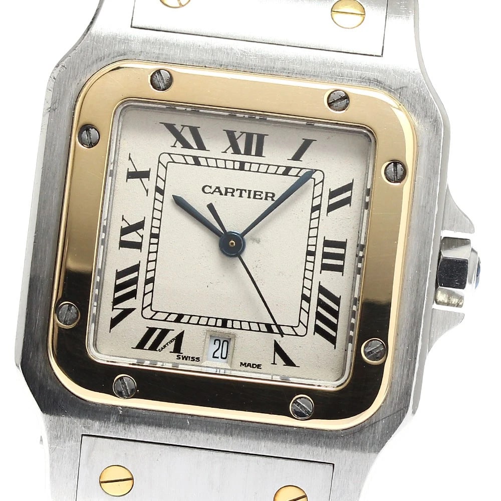 CARTIER SANTOS GALBEELM DATE 2 TONE BEIGE DIAL QUARTZ (1 of 2)