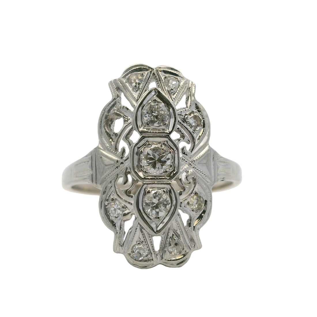 LATE 18KT WHITE GOLD AND DIAMOND RING (1 of 4)