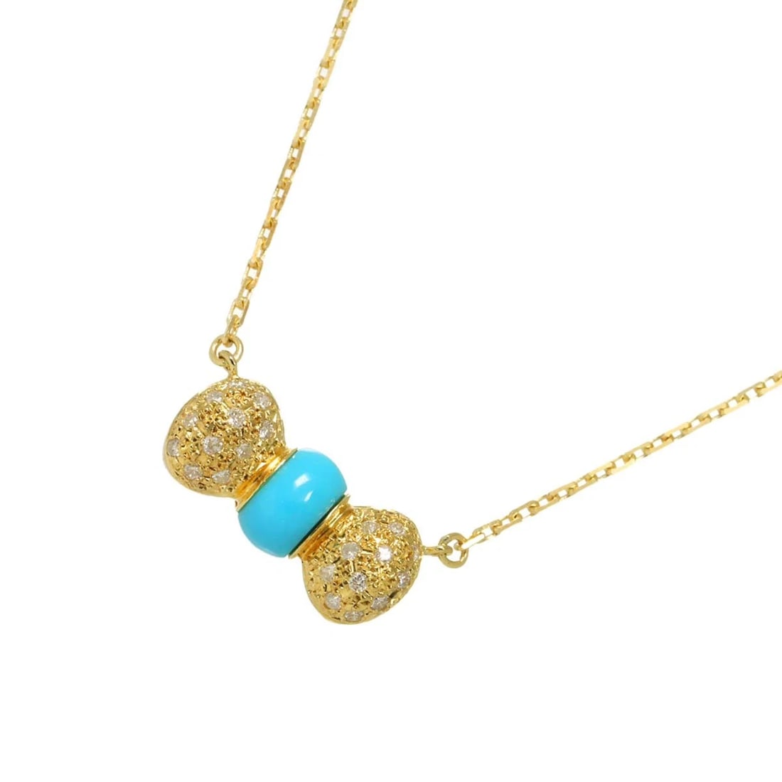 TURQUOISE DIAMOND NECKLACE 18K K18 YELLOW GOLD 750 (1 of 4)