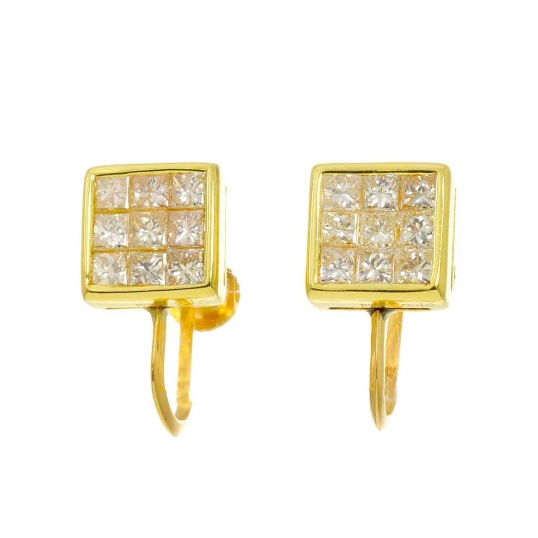DIAMOND EARRINGS 18K K18 YG 750 (1 of 4)