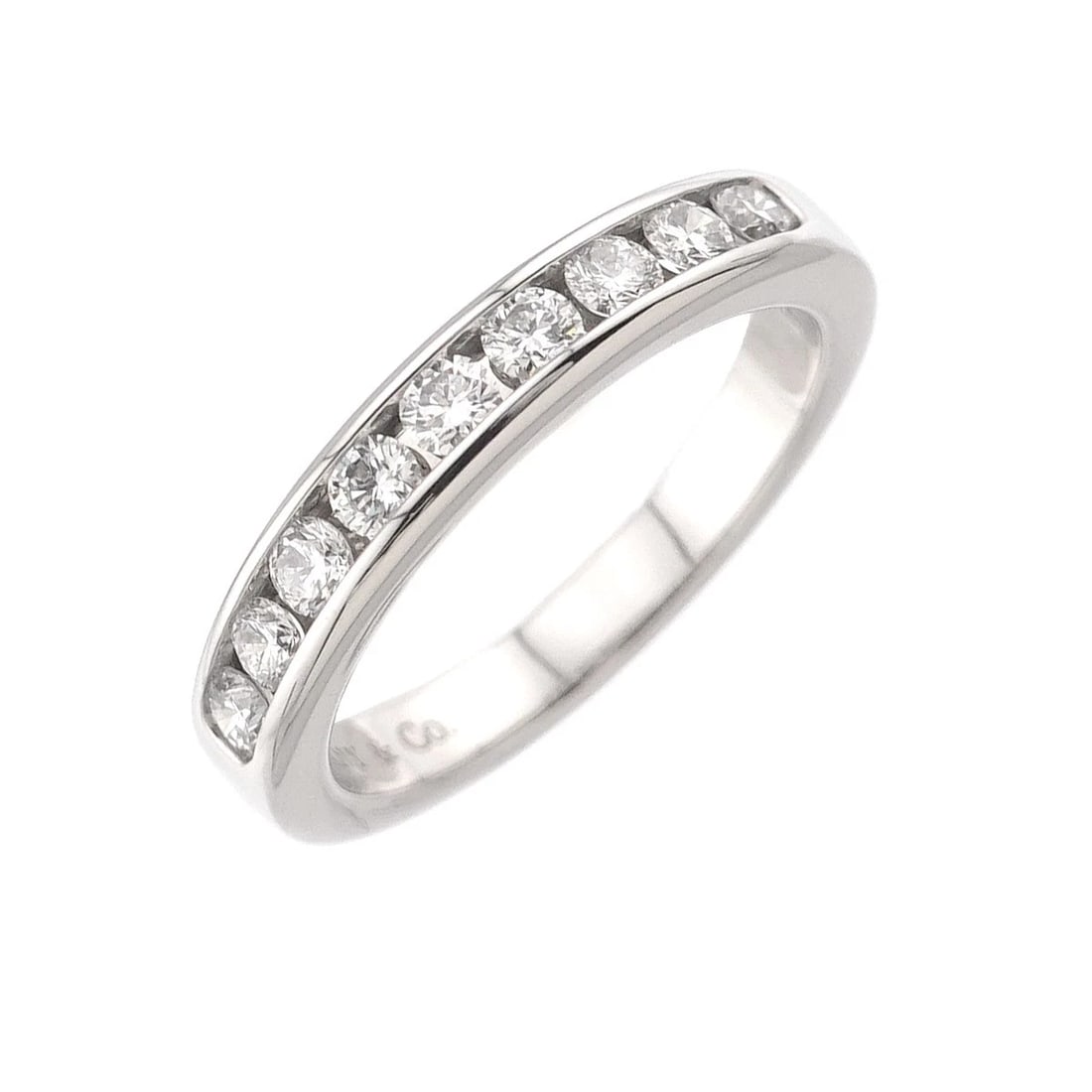 TIFFANY CO. HALF ETANITY BAND RING PLATINUM: TIFFANY Co. Half Etanity band Ring Platinum Brand: TIFFANY Co. Type: Ring Material: Platinum, Color: Platinum Size: 3.75-4(US) Accessories: None Accessories Notice: When purchasing pre-own