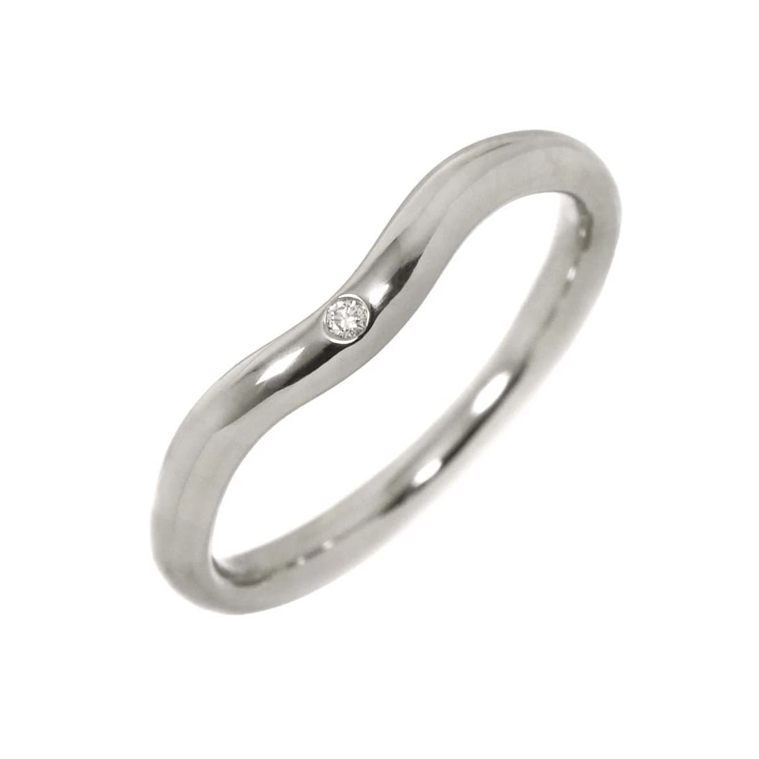 TIFFANY CO. CURVED BAND DIAMOND RING PLATINUM (1 of 5)