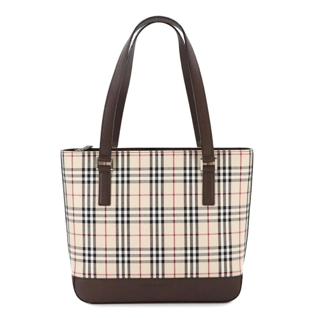 BURBERRY PLAID TOTE BAG CANVAS LEATHER (1 of 5)