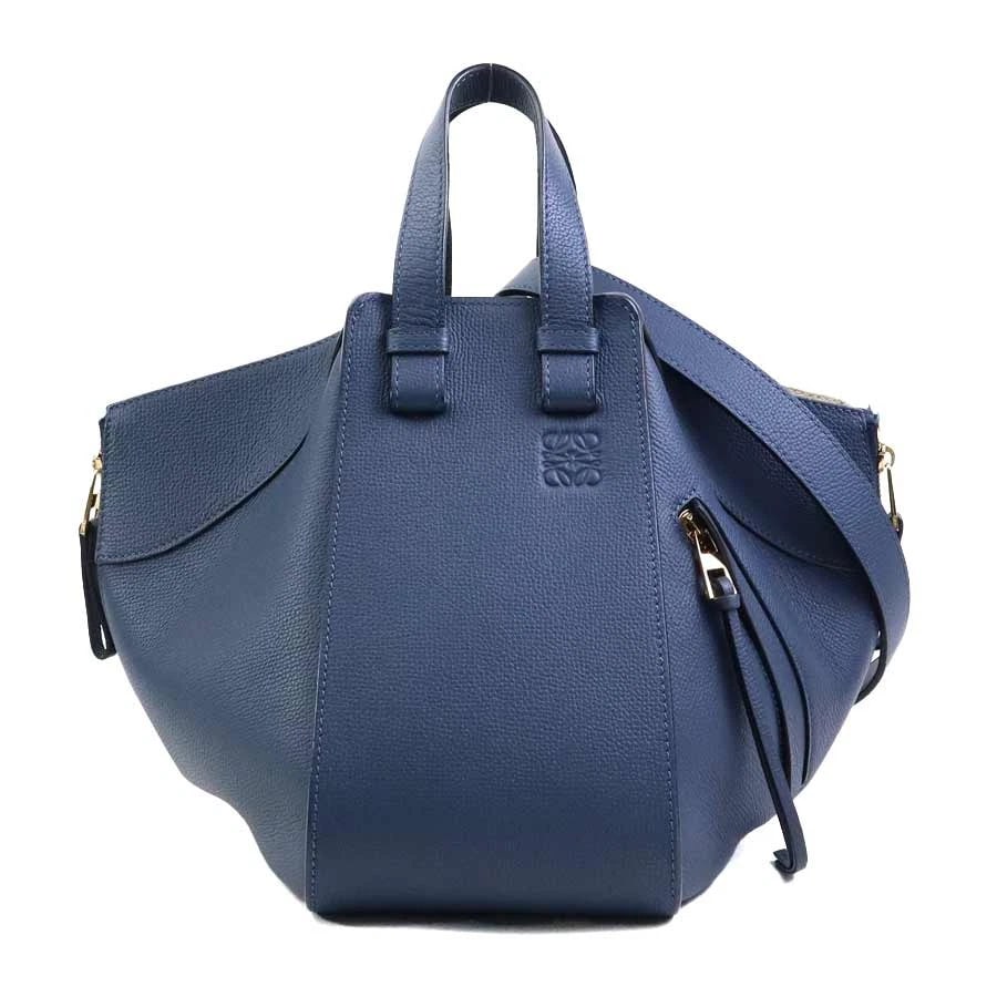 LOEWE HAMMOCK HANDBAG SHOULDER BAG: LOEWE Hammock Handbag Shoulder Bag Brand: LOEWE Type: Handbag Material: Exterior Material leather Color: Exterior Color Navy Size: Size [inch] (Bottom)W:5.5inx H:9.4inx D:9.1in Shoulder drop:20.9i