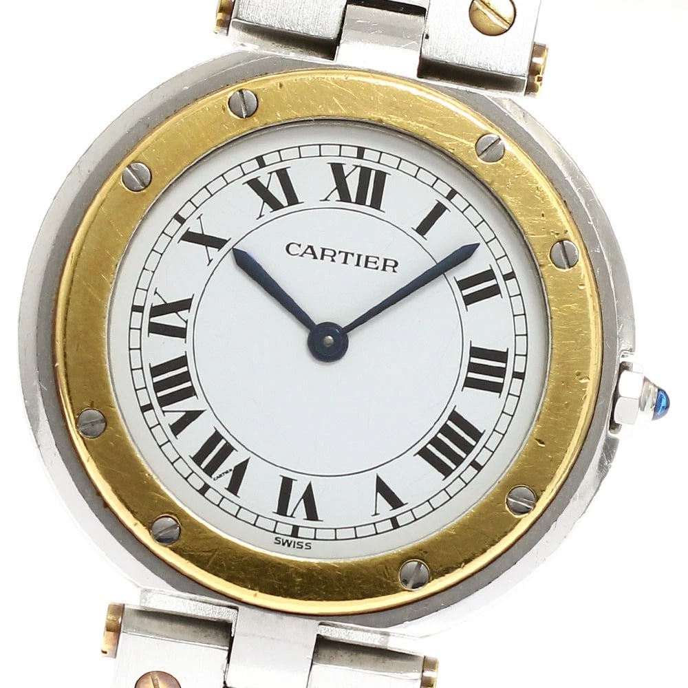 CARTIER SANTOS ROUND LM 2 TONE WHITE DIAL QUARTZ WATCH (1 of 3)