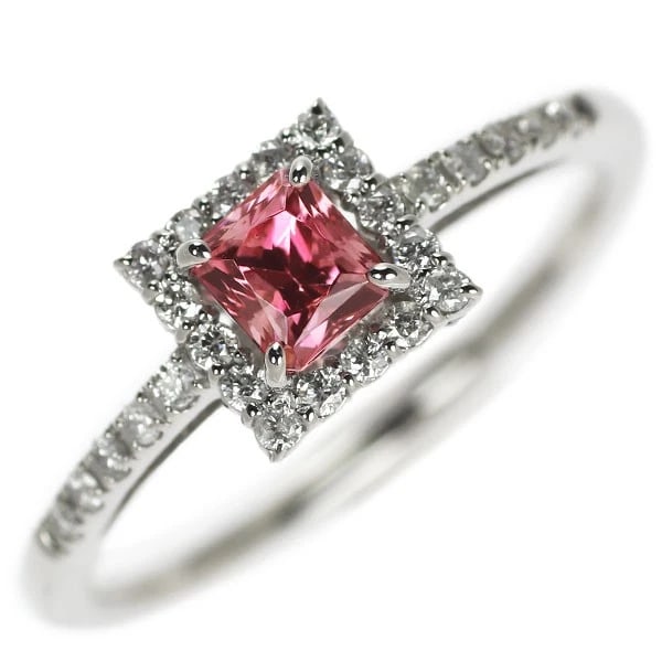 PT900 PINK SPINEL DIAMOND RING: Pt900 pink spinel diamond ring Brand: None Type: rings Material: Pt900, Stone Creation Natural Color: None Size: 5.5 - 5.75 US Accessories: None Accessories Notice: When purchasing pre-own