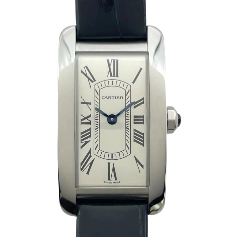 CARTIER TANK AMÉRICAINE SILVER: Cartier Tank Américaine Silver Brand: CARTIER Type: Wrist watch Material: SS Color: Dial Color Silver Size: [ Case size ] / Case shape: Rectangular face / Case width: 19.4mm / Case height: 35.4mm