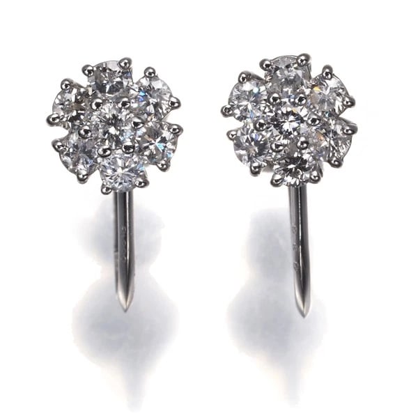 DIAMOND PAVED EARRINGS 900 PLATINUM (1 of 2)