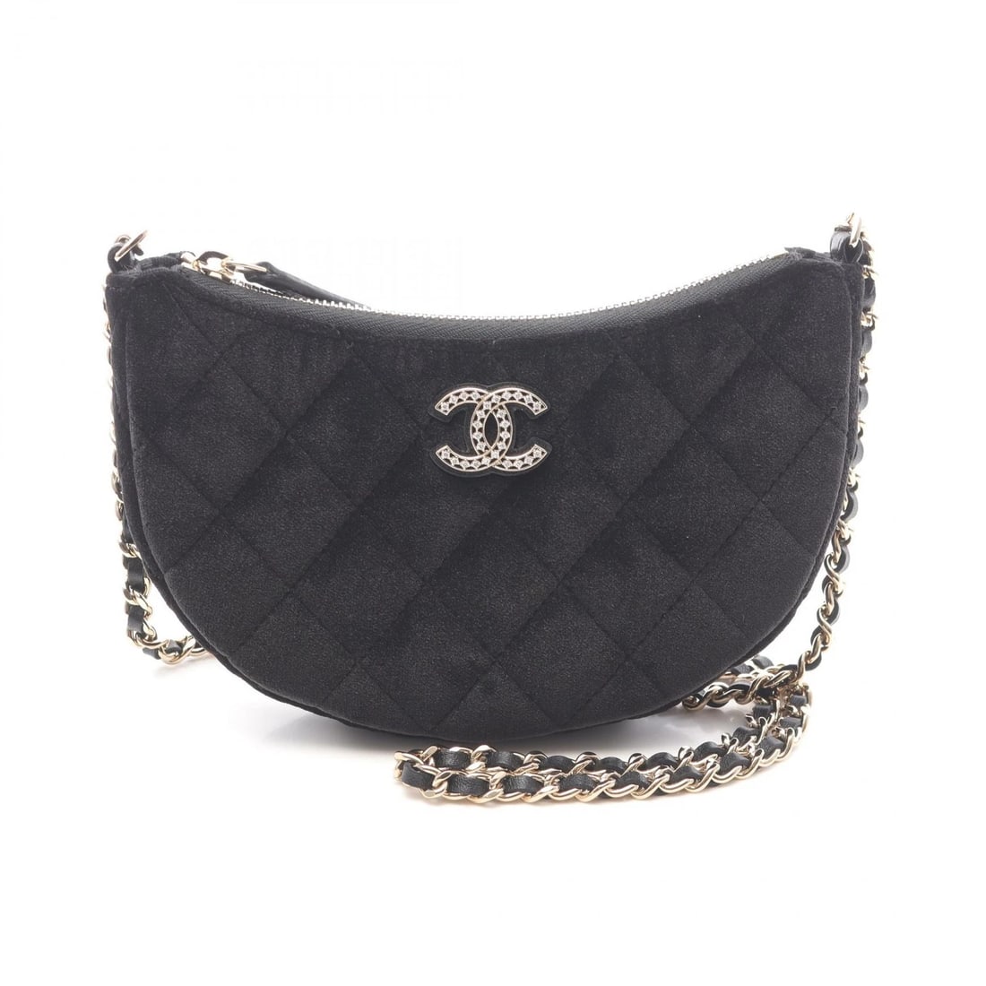 CHANEL MINI CHAIN CROSSBODY SHOULDER BAG: CHANEL Mini chain crossbody Shoulder Bag Brand: CHANEL Type: Shoulder Bag Material: Fabric Color: Black??ish colors Size: H:9.5cm x W:17cm x D:3cm (H:3.7" x W:6.7" x D:1.2") Shoulder?115cm(45.3")