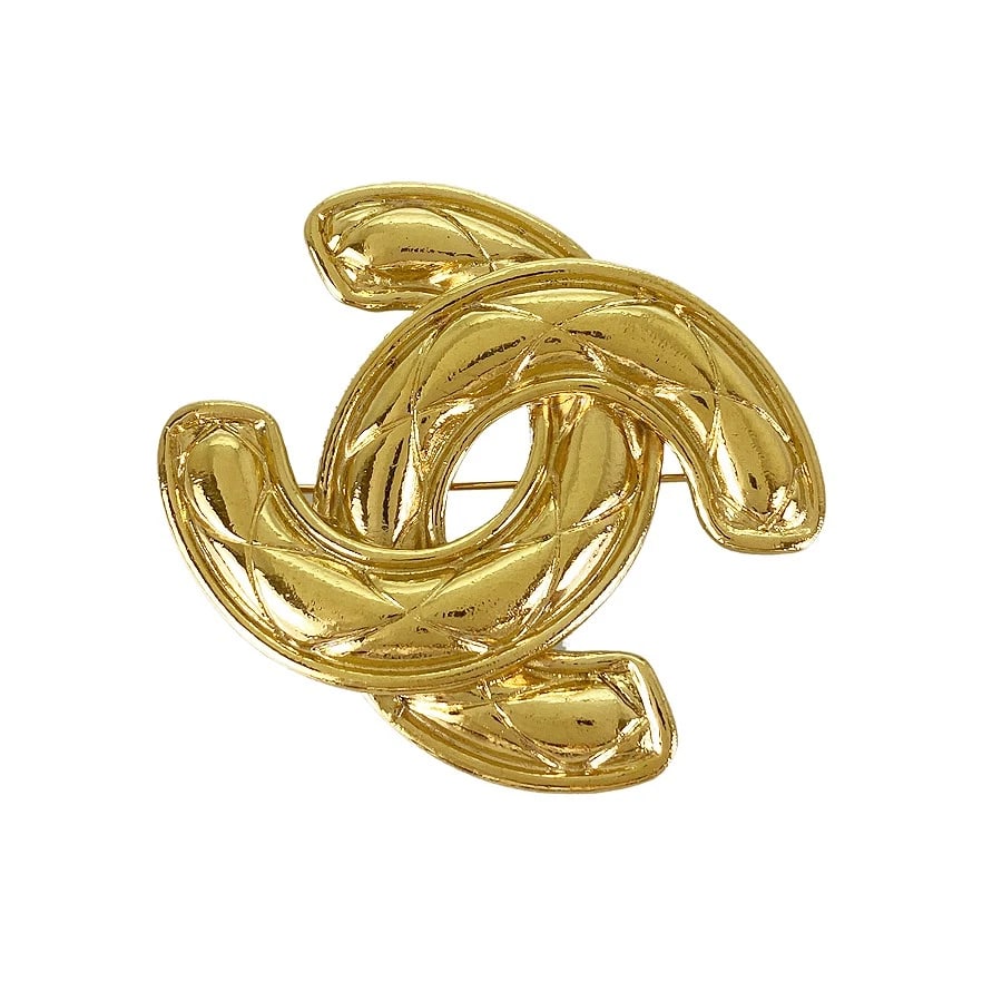CHANEL MATELASSE GOLD PLATED BROOCH (1 of 4)