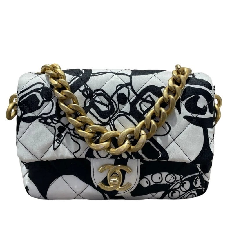 CHANEL MINI MATELASSE TOP HANDLE SHOULDER BAG: CHANEL Mini Matelasse Top Handle Shoulder Bag Brand: CHANEL Type: Shoulder Bag Material: fabric Color: Black/White GDHardware Size: W7.9 x H4.7x D2.8inch Accessories: None Accessories Noti