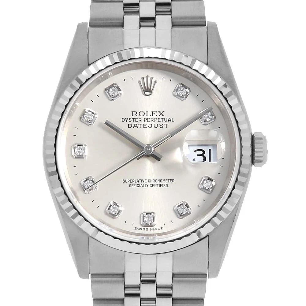 ROLEX DATEJUST 10P DIAMOND SILVER (1 of 4)