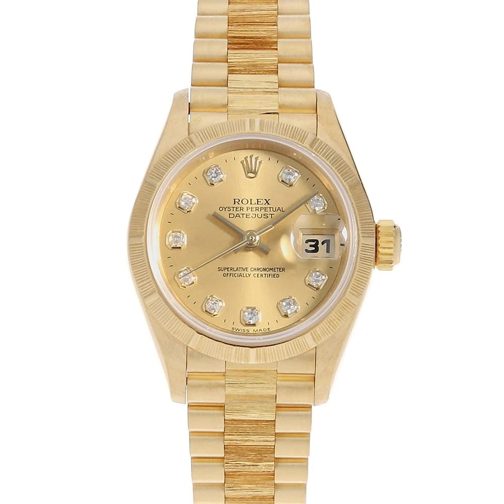 ROLEX DATEJUST BARK BEZEL 10P DIAMOND CHAMPAGNE (1 of 8)