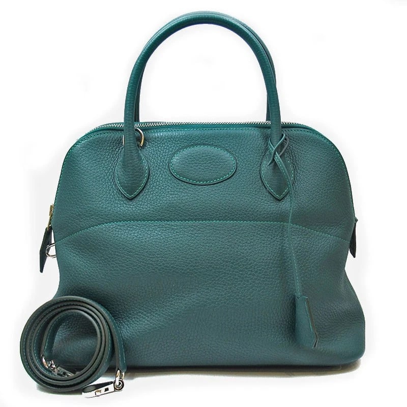 HERMES BORED 31 HANDBAG: HERMES Bored 31 Handbag Brand: HERMES Type: Handbag Material: Taurillon Clemence A Color: Malachite SilverHardware Size: W12.2 x H9.4x D4.7inch Shoulder:34.3inch Accessories: None Accessor