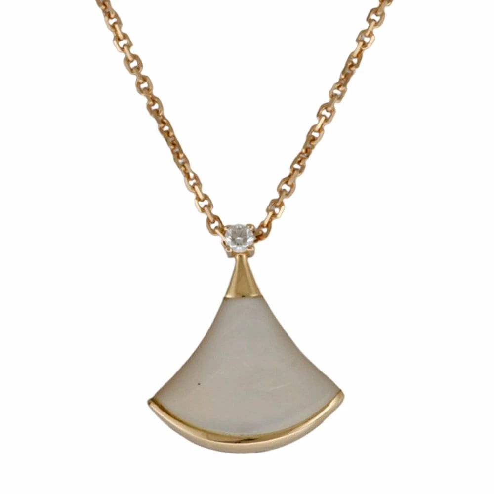BVLGARI NECKLACE K18 PINK GOLD MOTHER OF PEARL DIAMOND (1 of 5)