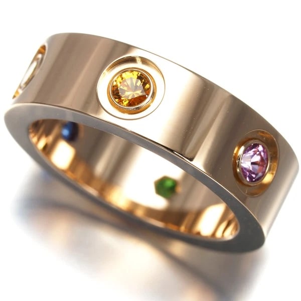 CARTIER RING SAPPHIRE GREEN GARNET AMETHYST LOVE: Cartier Ring Sapphire Green Garnet Amethyst Love Brand: Cartier Type: Ring Material: 18K / 750 / Rose Gold, Stone Creation Natural Color: None Size: US4 Accessories: None Accessories Notic